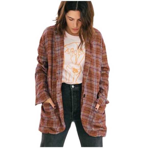 Free People Jackets & Blazers - FREE PEOPLE Simply Plaid Boyfriend Blazer XS